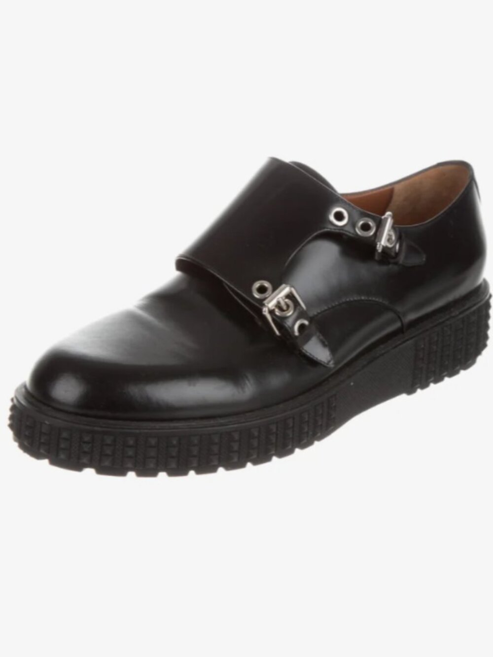 Valentino Black Patent Leather Rockstud Monk Shoes Size 41